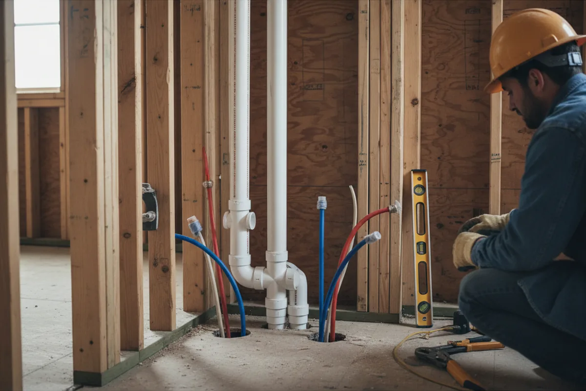 Drain and supply rough-in during Drain Cleaning in Moroni